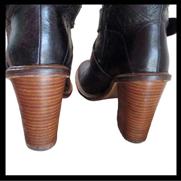 Boutique 9 Over The Knee Leather Boots Black Stacked Heel - Picture 12 of 12